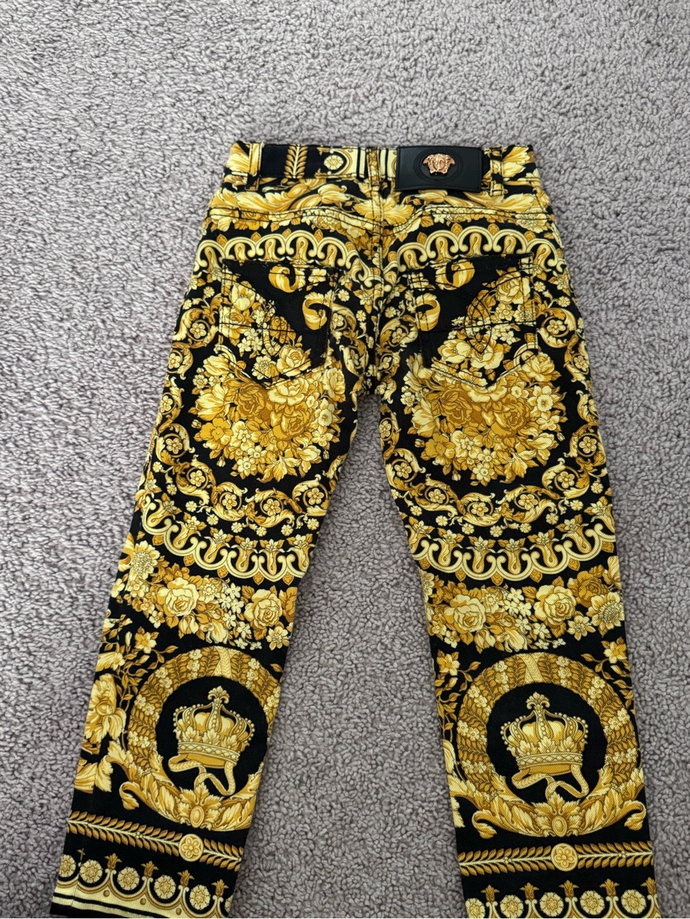 Versace Black and Gold Baroque Kids Jeans
